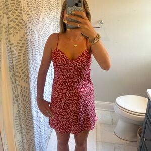 Red Floral Satin Intimately Free People Dress